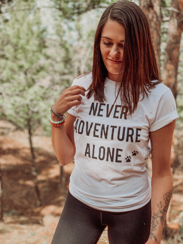 Never Adventure Alone T-Shirt - WHITE