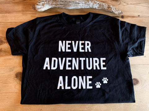 Never Adventure Alone T-Shirt - BLACK